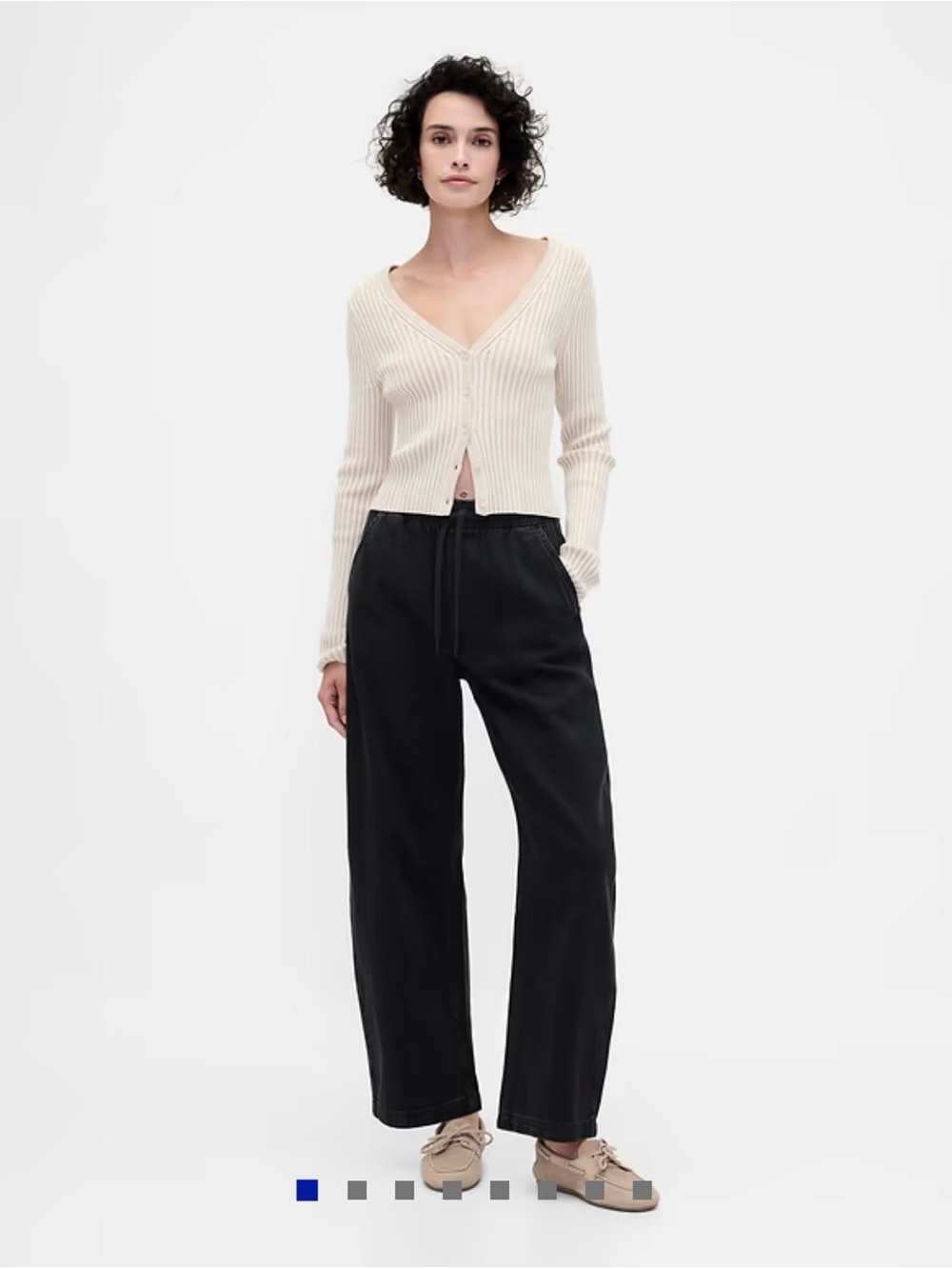 GAP Wide-Leg Drawstring Barrel Jeans in Black